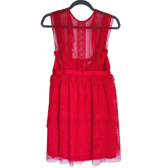 Three Floor Red Tiered Fearless Mini Dress Small Size 6 Coquette Feminine Party - Picture 4 of 9